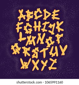 Hand lettering alphabet set  illustration. Drawn brush letters collection.
