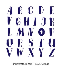 Hand lettering alphabet set vector illustration. Drawn brush letters collection. 