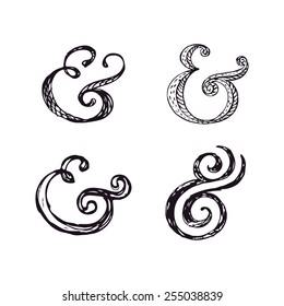 Hand lettering ampersands. Vector illustration
