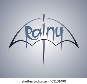 Hand lettering art for typography poster. logo on the umbrella "Rainy"