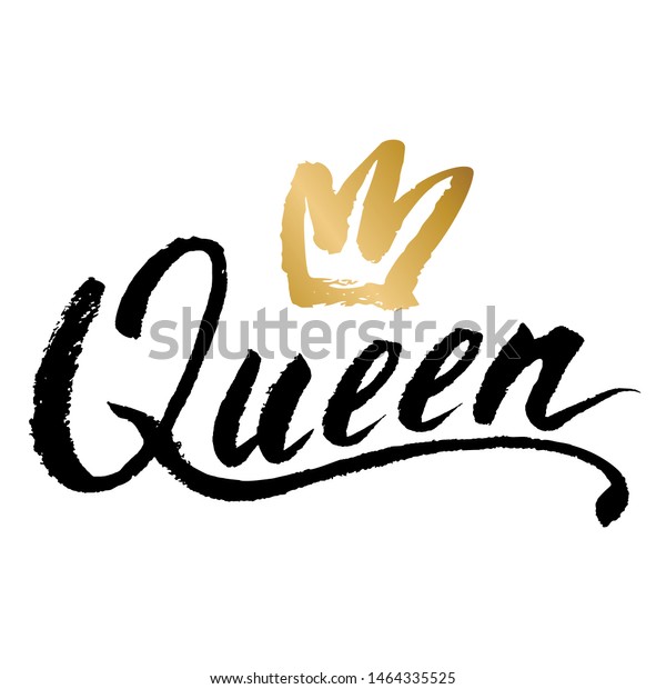 Hand Lettering Background Word Queen Crowndecorating Stock Vector ...