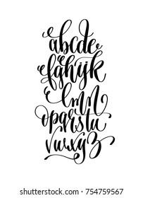 hand lettering black and white alphabet, calligraphy vector illustration