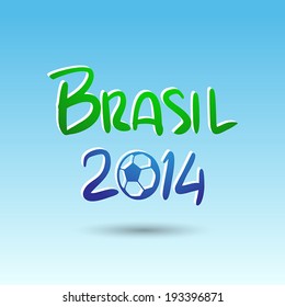 Hand lettering Brazil 2014. Vector illustration.