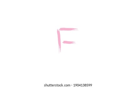 Hand lettering brush initial letter f with colorful paintbrush on dark background template design