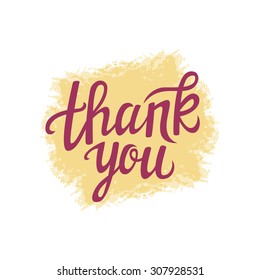 Hand lettering calligraphic typography poster. 'Thank you' card. For greeting cards, postcards, posters and other decorations.Vector illustration