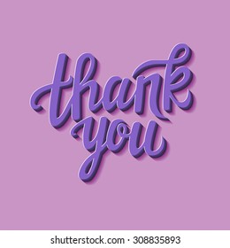 Hand lettering calligraphic typography poster.'Thank you' card.For greeting cards, postcards, posters and other decorations.Vector illustration