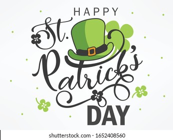 Hand Lettering/ Calligraphy/ Typography Text "St. Patrick's Day" on Creative Background. 17th March. Vector Illustration.