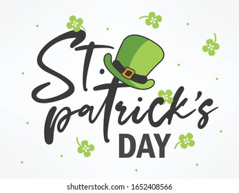 Hand Lettering/ Calligraphy/ Typography Text "St. Patrick's Day" on Creative Background. 17th March. Vector Illustration.