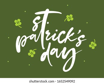 Handschrift/ Kalligrafie/ Typografie Text "St. Patrick's Day" auf kreativem Hintergrund. März. Vektorillustration Illustration.