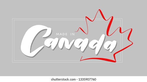 Hand lettering Canada logo with a maple leaf. Made in Canada