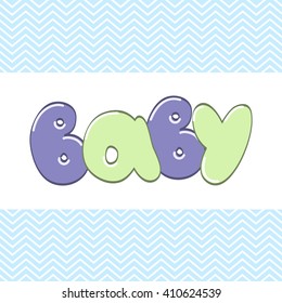 Hand lettering colorful word Baby in cartoon style