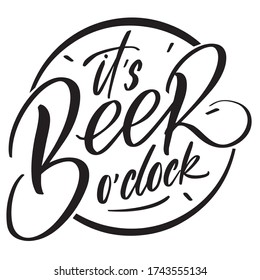 Hand lettering composition "beer o'clock" Bar Poster