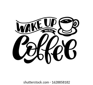 Hand lettering composition with sketch for coffee shop or cafe. Hand drawn vintage typography phrase, quote, isolated on white background. Vector