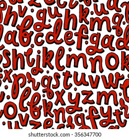 Hand lettering and custom typography pattern for your designs: t-shirts, bags, for posters, invitations, cards, etc. Type pattern. Handwritten typographic font seamless background. Hand type pattern.
