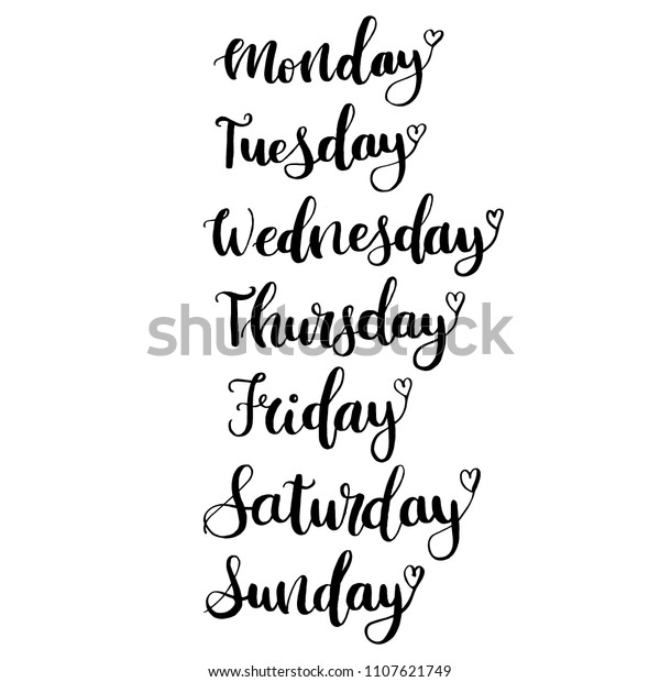 Featured image of post Monday Tuesday Calligraphy : Stock vector week lettering typography.