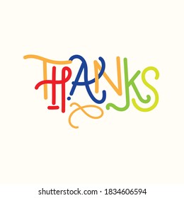 Hand Lettering design monoline style thanks greeting
