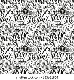 Hand lettering doodle seamless pattern. Vector illustration