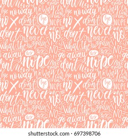 Hand lettering doodle seamless pattern with words of protest. Can be used for postcard, poster, print, greeting card, t-shirt, phone case design. Vector illustration