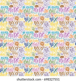 Hand lettering doodle seamless pattern with words of protest. Can be used for postcard, poster, print, greeting card, t-shirt, phone case design. Vector illustration