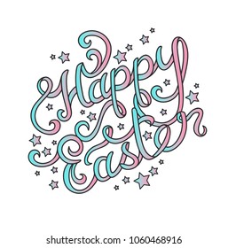 Hand lettering Easter Greetings in vector. Isolated on white background.