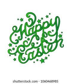 Hand lettering Easter Greetings in vector. Isolated on white background.