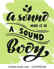 Hand lettering eco, healthy food. Composition for posters, cards, labels, packages, web banners. prints on cups, t-shirts, bags, tablecloths. Vector illustration EPS 10