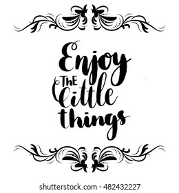hand lettering enjoy the little things  in vintage frame