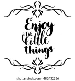 hand lettering enjoy the little things  in vintage frame