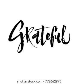 Hand lettering Grateful for card, postcard, sticker...