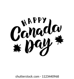 Hand lettering Happy Canada Day. Typographic design. For banner, invitation, print, advertising, poster, party, greeting card. Vector Illustration. Isolated on white background.