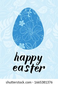 Ilustración de la tarjeta HAPPY EASTER. Huevo colorido. Caza de huevos de Pascua. 