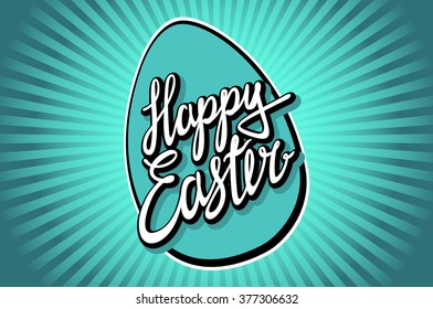 Hand lettering "Happy Easter' in vintage style. art