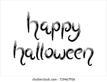 Hand Lettering Happy Halloween on White Background. Modern Calligraphy. Handwritten Motivational Inspirational Quote.