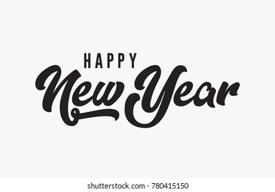 Hand lettering Happy New Year text. Vector holiday design. Caligraphy Vector text.