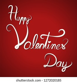 Hand lettering Happy Valentine's Day text. Calligraphy text for greeting cards on red background - Vector
