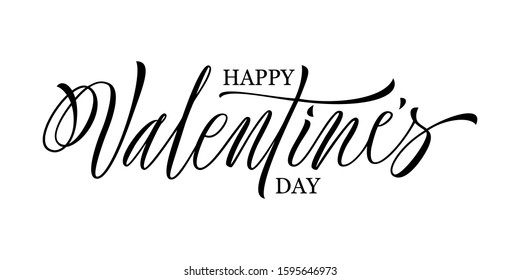 Hand lettering Happy Valentines Day, ink brush inscription, element fo you design