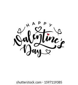 Hand lettering Happy Valentines Day with heart  romantic greeting card  modern typography for poster  vector art. Valentine Day Calligraphy Vector.