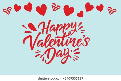 hand lettering happy valentines day greetings text with heart shapes