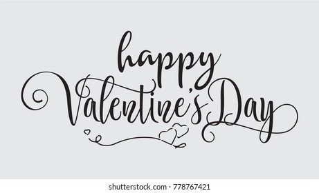 Hand lettering Happy Valentines Day, romantic celebration, modern typography for poster, vector art.