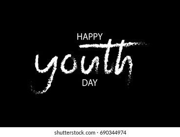 Hand Lettering Happy Youth Day. Vector Isolated. 