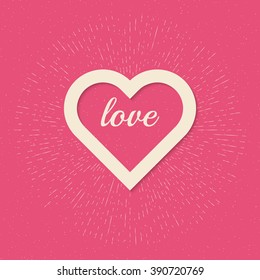hand lettering with heart and rays for t-shirt