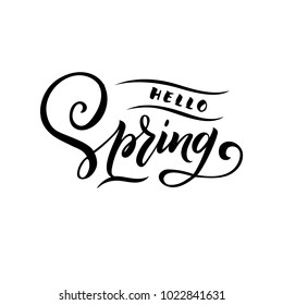 Hand Lettering Hello Spring Black Whit Stock Vector (Royalty Free ...