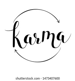 Hand lettering illustration - karma. Vector