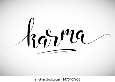 Hand lettering illustration - karma. Vector