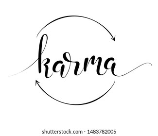 Hand lettering illustration - karma. Vector