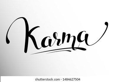 Hand lettering illustration - karma. Vector