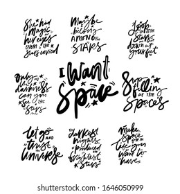 Hand lettering illustration. I want space. Let go and trust the universe.