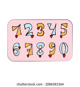 Hand lettering inscription with numbers of an unusual shape.