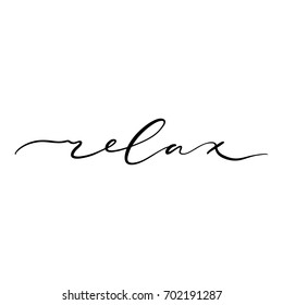 Hand lettering inscription Relax Yoga about healthy life and fitness, for motivation quotes posters, black and white inspirational text, calligraphy vector illustration collection