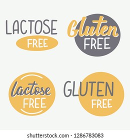 Hand lettering label for packaging lactose and gluten free - Shutterstock ID 1286783083